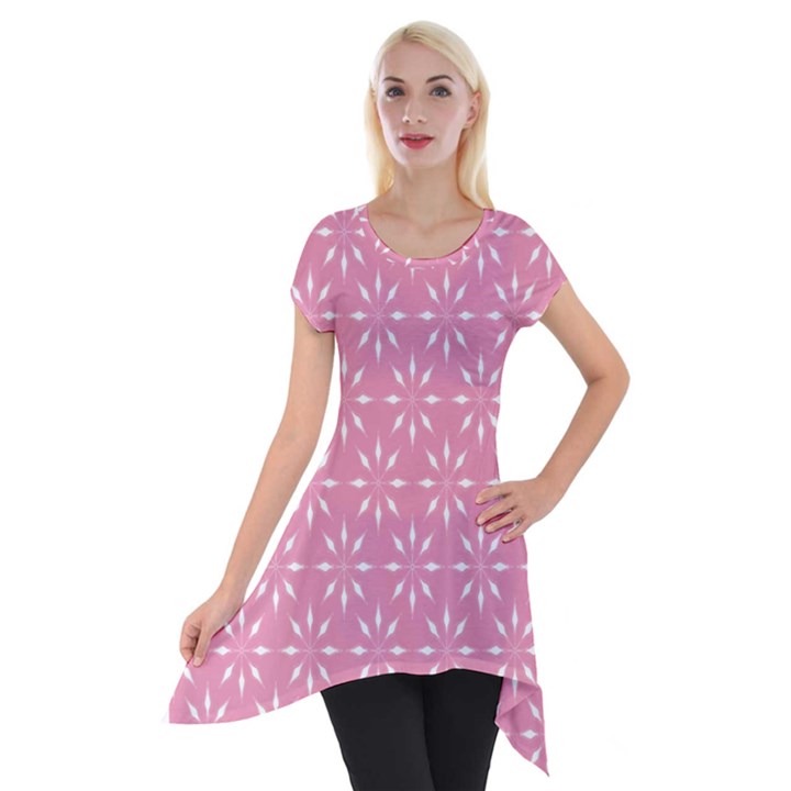 Pattern Short Sleeve Side Drop Tunic