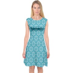 Pattern Capsleeve Midi Dress