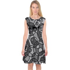 Pattern Capsleeve Midi Dress