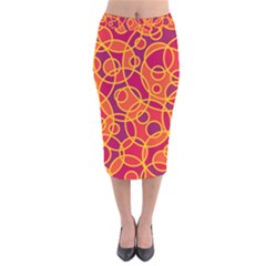 Pattern Velvet Midi Pencil Skirt