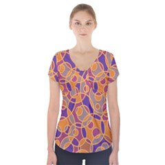 Pattern Short Sleeve Front Detail Top