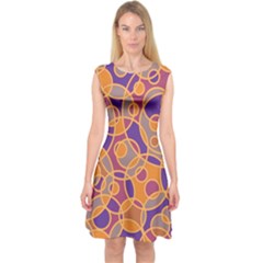 Pattern Capsleeve Midi Dress