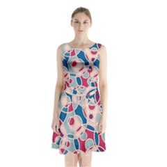 Pattern Sleeveless Chiffon Waist Tie Dress