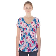 Pattern Short Sleeve Front Detail Top