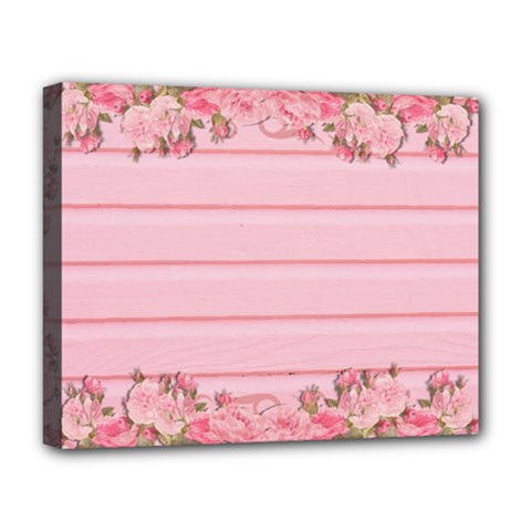 Pink Peony Outline Romantic Deluxe Canvas 20  x 16  