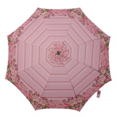 Pink Peony Outline Romantic Hook Handle Umbrellas (Large)