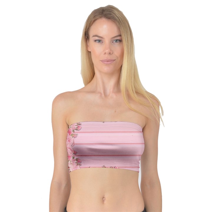 Pink Peony Outline Romantic Bandeau Top