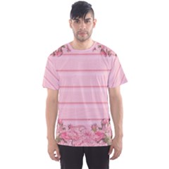 Pink Peony Outline Romantic Men s Sport Mesh Tee