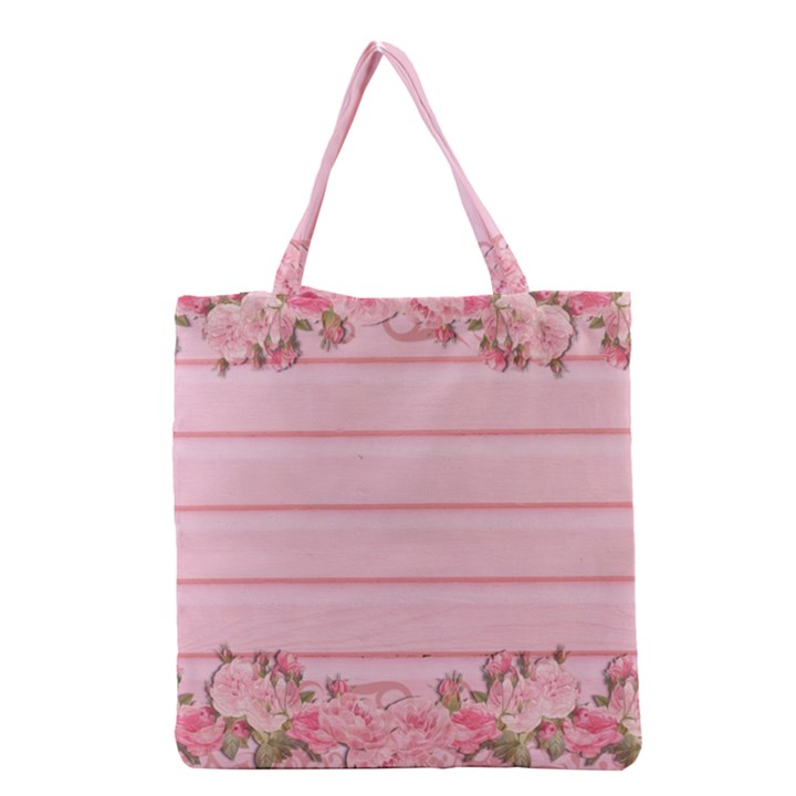 Pink Peony Outline Romantic Grocery Tote Bag