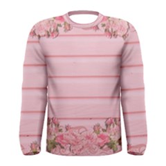 Pink Peony Outline Romantic Men s Long Sleeve Tee