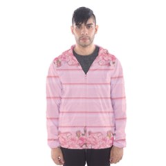 Pink Peony Outline Romantic Hooded Wind Breaker (Men)