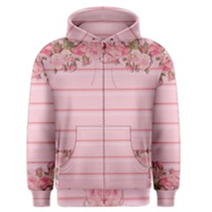 Pink Peony Outline Romantic Men s Zipper Hoodie