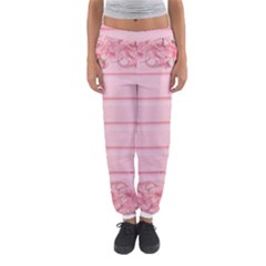 Pink Peony Outline Romantic Women s Jogger Sweatpants