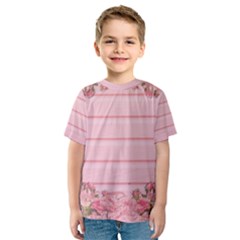 Pink Peony Outline Romantic Kids  Sport Mesh Tee