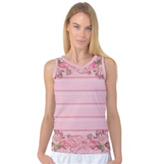 Pink Peony Outline Romantic Women s Basketball Tank Top