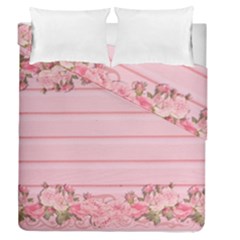 Pink Peony Outline Romantic Duvet Cover Double Side (queen Size) by Simbadda