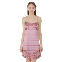 Pink Peony Outline Romantic Satin Night Slip