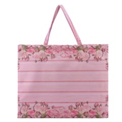 Pink Peony Outline Romantic Zipper Large Tote Bag by Simbadda