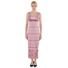 Pink Peony Outline Romantic Fitted Maxi Dress by Simbadda