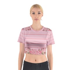 Pink Peony Outline Romantic Cotton Crop Top