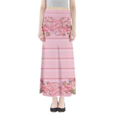 Pink Peony Outline Romantic Maxi Skirts by Simbadda