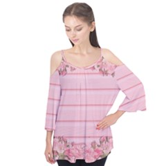 Pink Peony Outline Romantic Flutter Tees