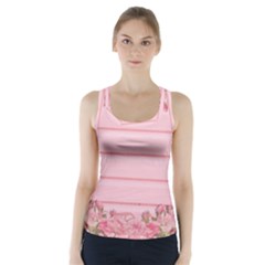 Pink Peony Outline Romantic Racer Back Sports Top by Simbadda