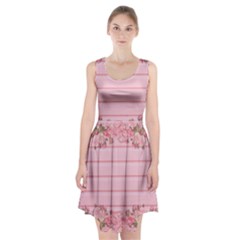 Pink Peony Outline Romantic Racerback Midi Dress