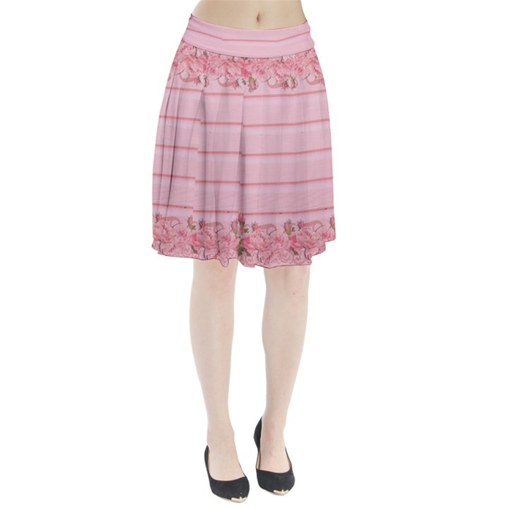 Pink Peony Outline Romantic Pleated Skirt