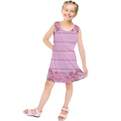 Pink Peony Outline Romantic Kids  Tunic Dress