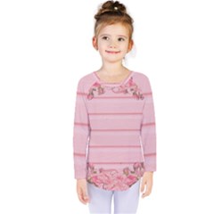 Pink Peony Outline Romantic Kids  Long Sleeve Tee