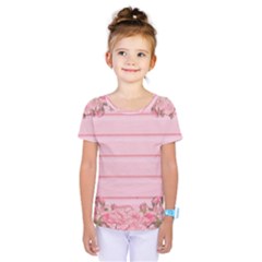 Pink Peony Outline Romantic Kids  One Piece Tee