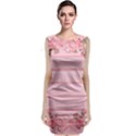 Pink Peony Outline Romantic Sleeveless Velvet Midi Dress View1