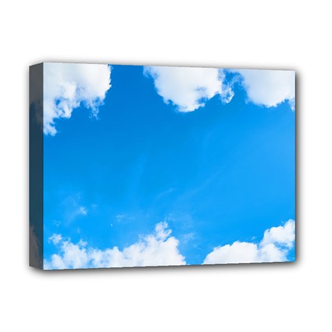 Sky Clouds Blue White Weather Air Deluxe Canvas 16  X 12   by Simbadda