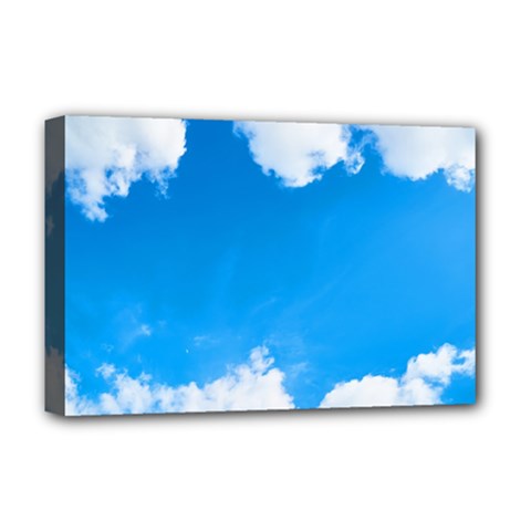 Sky Clouds Blue White Weather Air Deluxe Canvas 18  X 12   by Simbadda