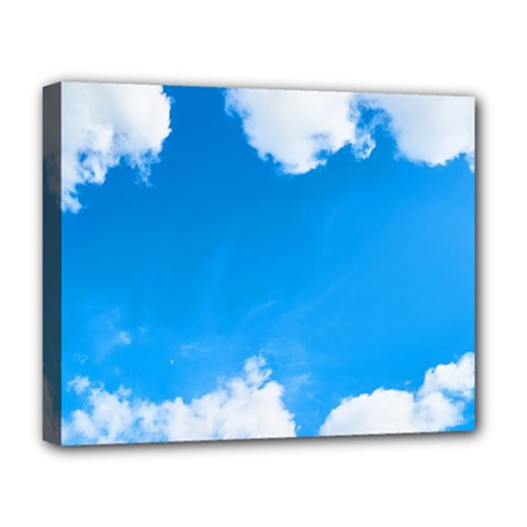 Sky Clouds Blue White Weather Air Deluxe Canvas 20  X 16   by Simbadda