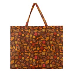 Pattern Background Ethnic Tribal Zipper Large Tote Bag