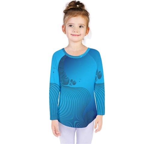 Fractals Lines Wave Pattern Kids  Long Sleeve Tee by Simbadda