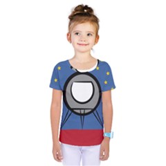 A Rocket Ship Sits On A Red Planet With Gold Stars In The Background Kids  One Piece Tee