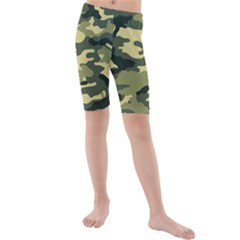 Camouflage Camo Pattern Kids  Mid Length Swim Shorts by Simbadda