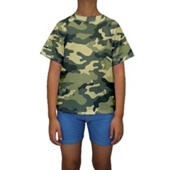 Camouflage Camo Pattern Kids  Short Sleeve Swimwear by Simbadda