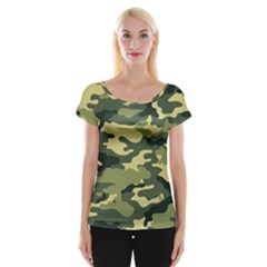 Camouflage Camo Pattern Women s Cap Sleeve Top