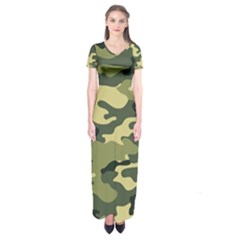 Camouflage Camo Pattern Short Sleeve Maxi Dress by Simbadda