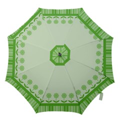 Floral Stripes Card In Green Hook Handle Umbrellas (small)