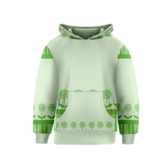 Floral Stripes Card In Green Kids  Pullover Hoodie