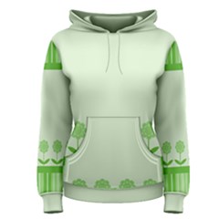 Floral Stripes Card In Green Women s Pullover Hoodie by Simbadda