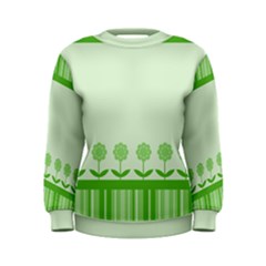 Floral Stripes Card In Green Women s Sweatshirt by Simbadda