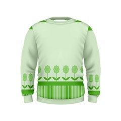 Floral Stripes Card In Green Kids  Sweatshirt by Simbadda