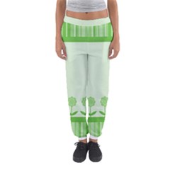 Floral Stripes Card In Green Women s Jogger Sweatpants by Simbadda