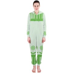 Floral Stripes Card In Green Hooded Jumpsuit (ladies)  by Simbadda